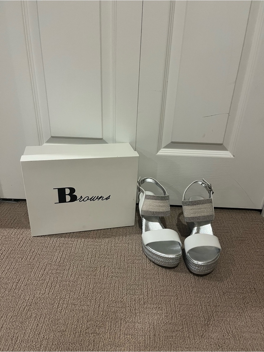Browns Couture Wedge Sandals Silver Size 39